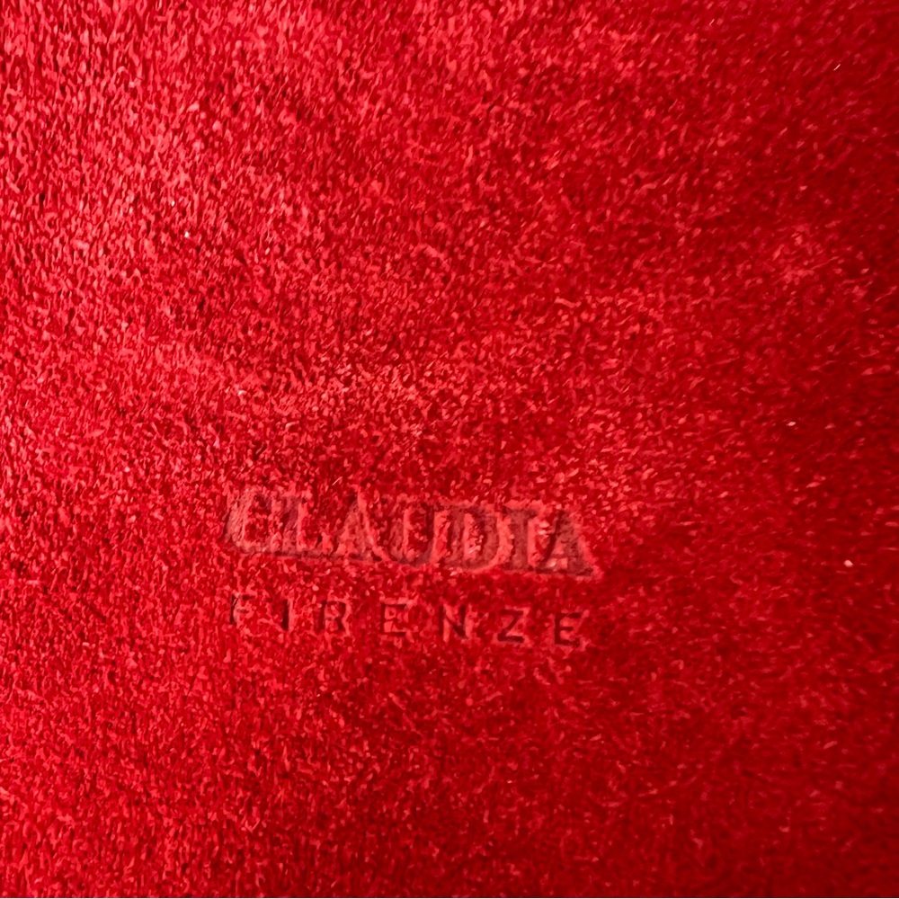 Claudia Firenze Suede Handbag Burnt Red Dark Pebbled Leather Trim Made in Italy - Picture 5 of 15